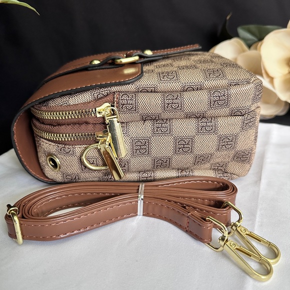 Multifunctional Brown & Tan Argyle Crossbody Mini Purse – Phone crossbody purse - Picture 6 of 7